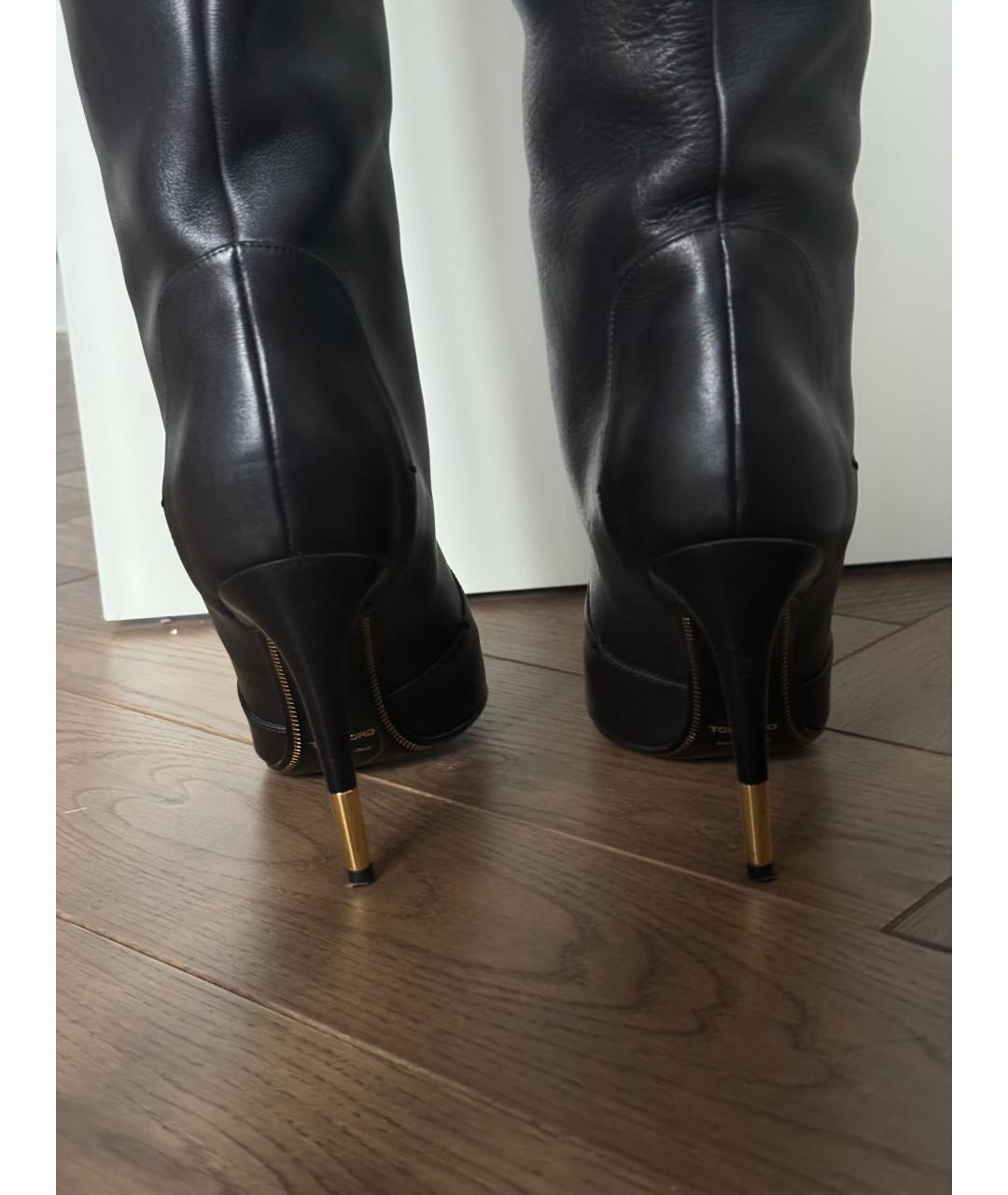 TOM FORD Черные кожаные ботфорты, фото 3