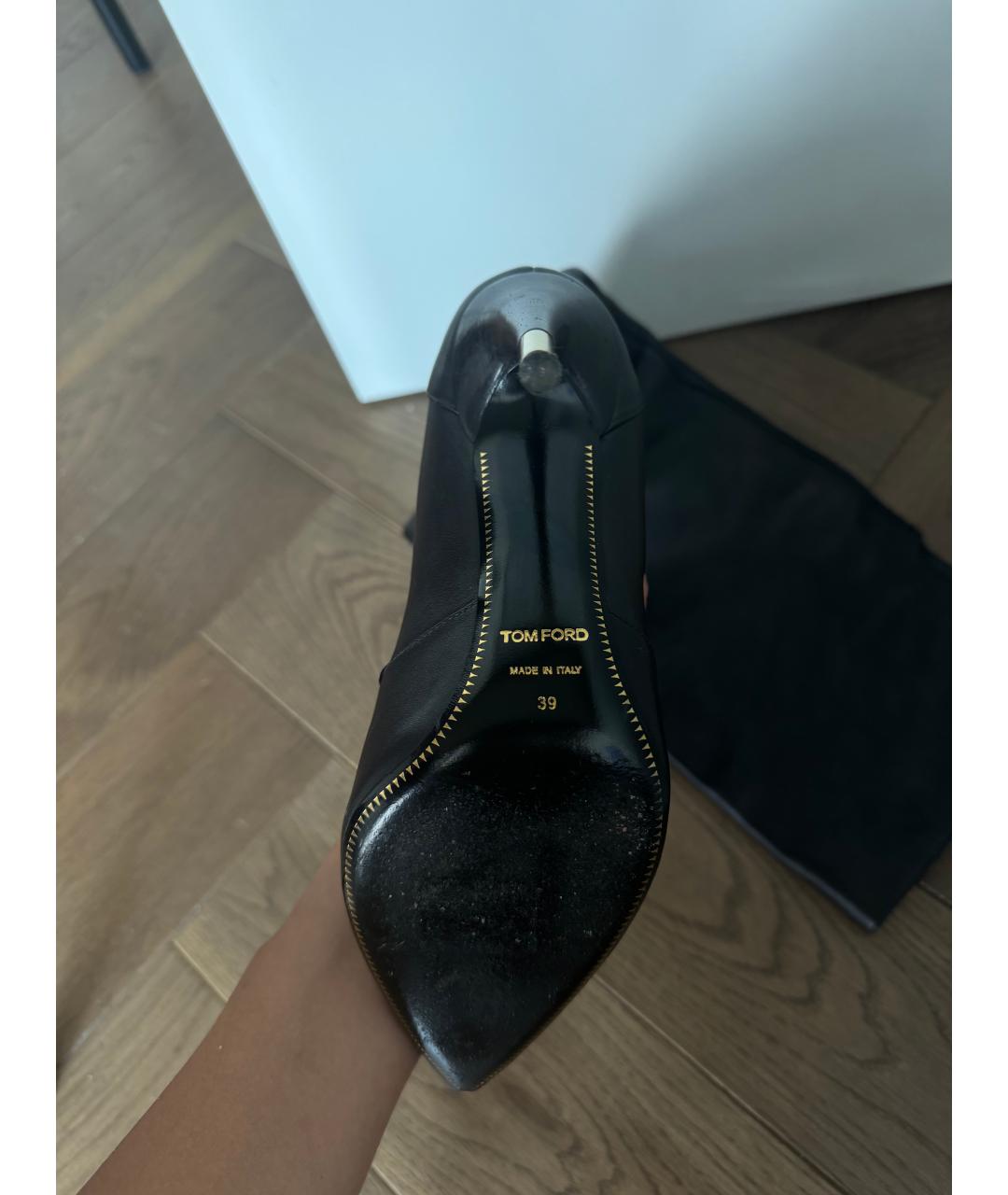 TOM FORD Черные кожаные ботфорты, фото 5