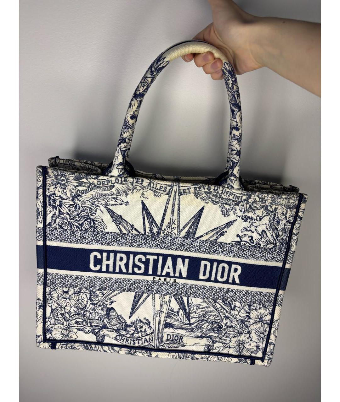 CHRISTIAN DIOR Синяя тканевая сумка тоут, фото 9