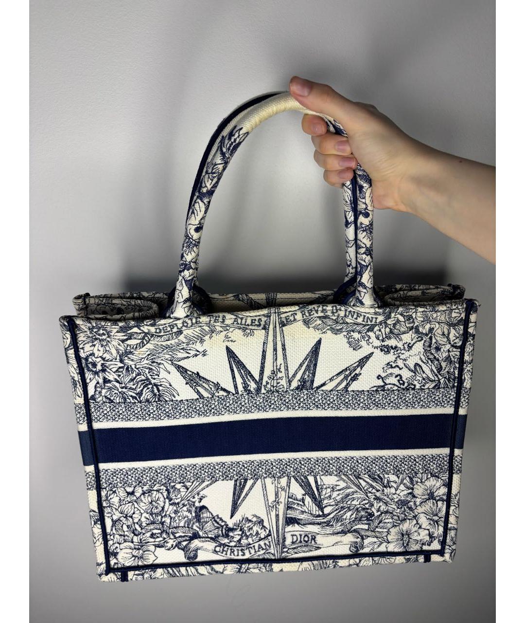 CHRISTIAN DIOR Синяя тканевая сумка тоут, фото 3