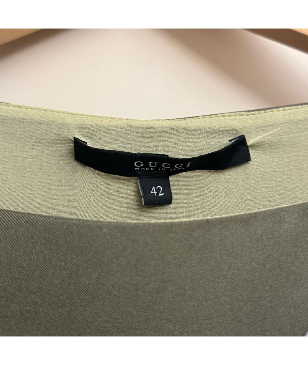 GUCCI Зеленая шелковая блузы, фото 3