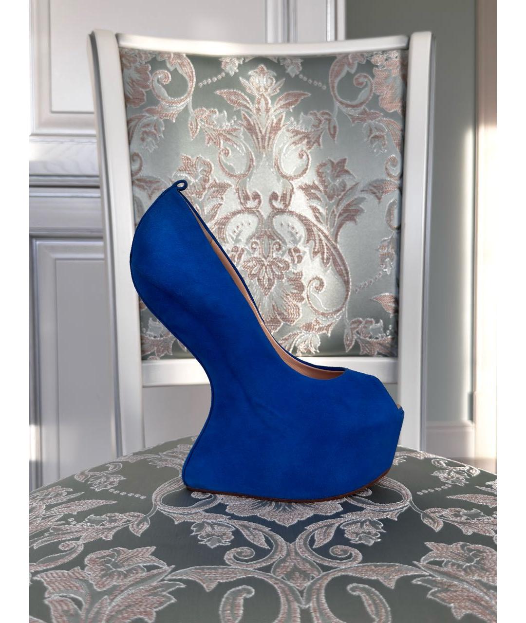 GIUSEPPE ZANOTTI DESIGN Синие бархатные туфли, фото 9
