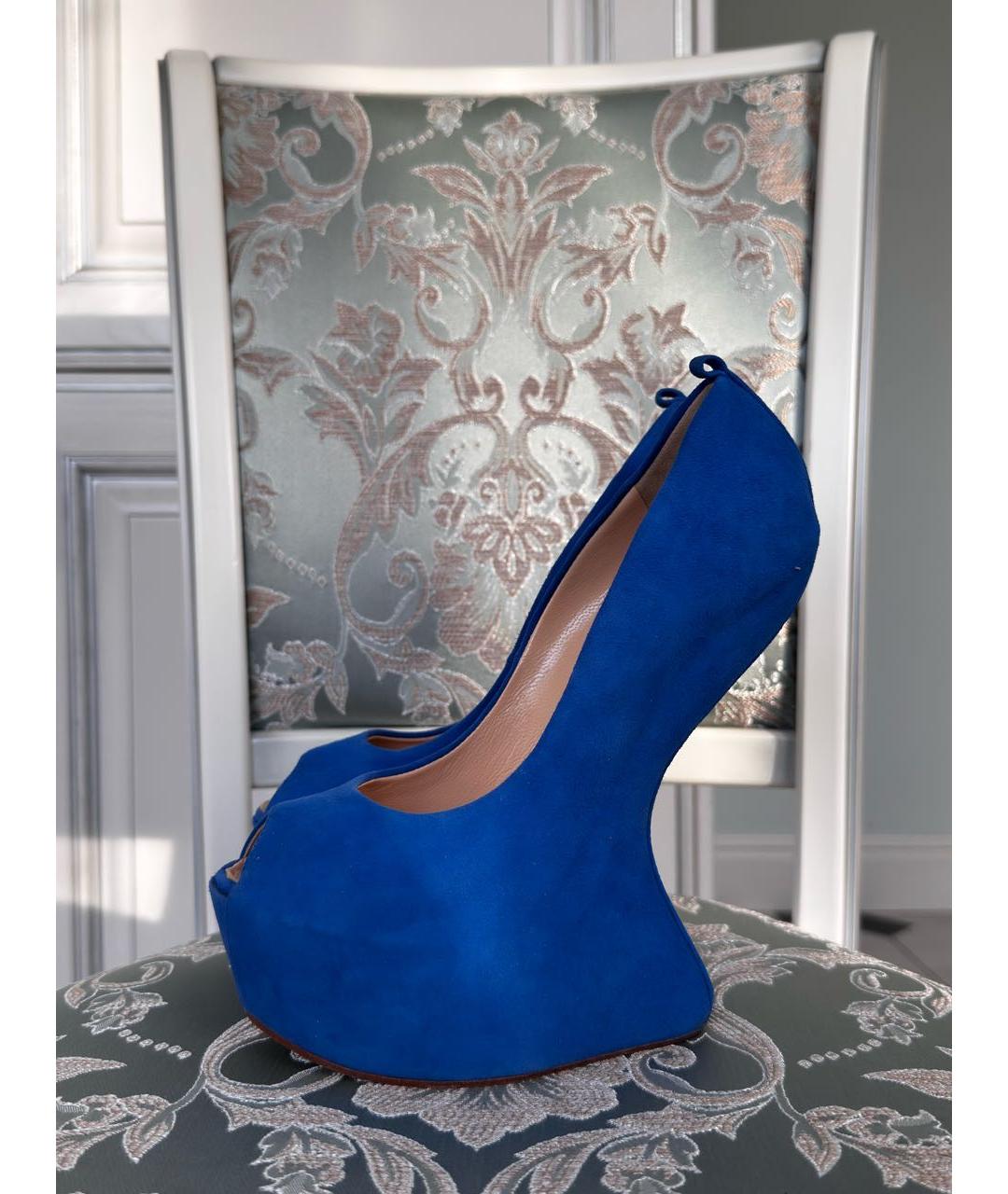 GIUSEPPE ZANOTTI DESIGN Синие бархатные туфли, фото 5