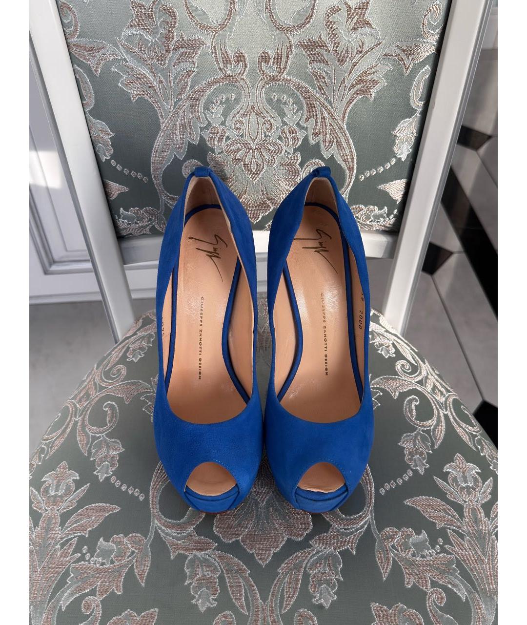 GIUSEPPE ZANOTTI DESIGN Синие бархатные туфли, фото 3