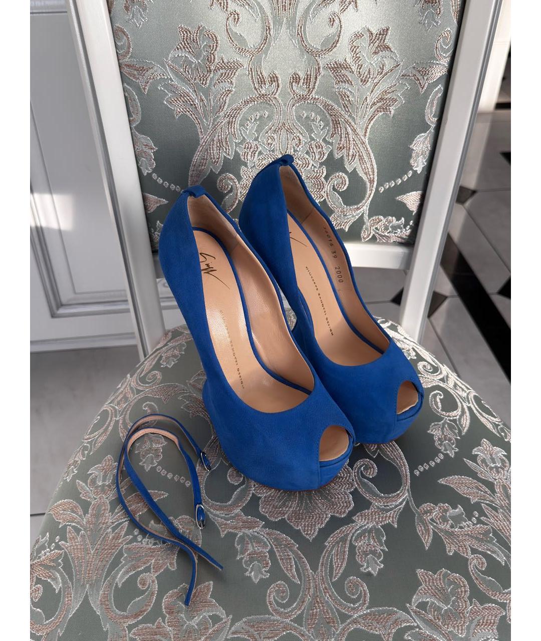GIUSEPPE ZANOTTI DESIGN Синие бархатные туфли, фото 2