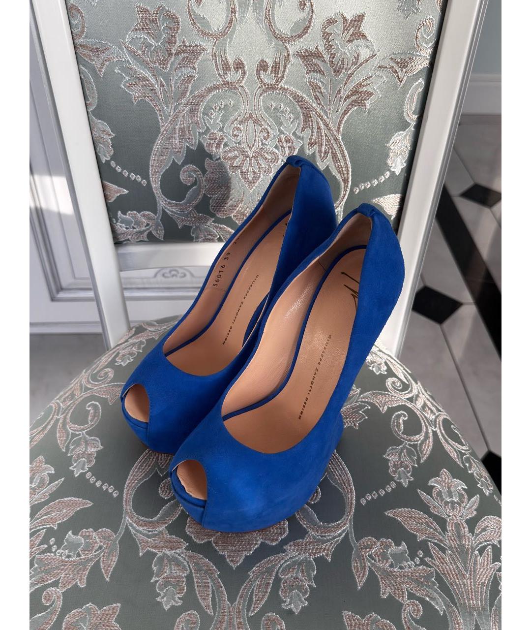 GIUSEPPE ZANOTTI DESIGN Синие бархатные туфли, фото 4