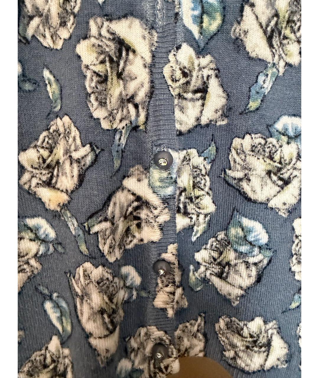 MISS BLUMARINE Голубой хлопко-эластановый кардиган, фото 4