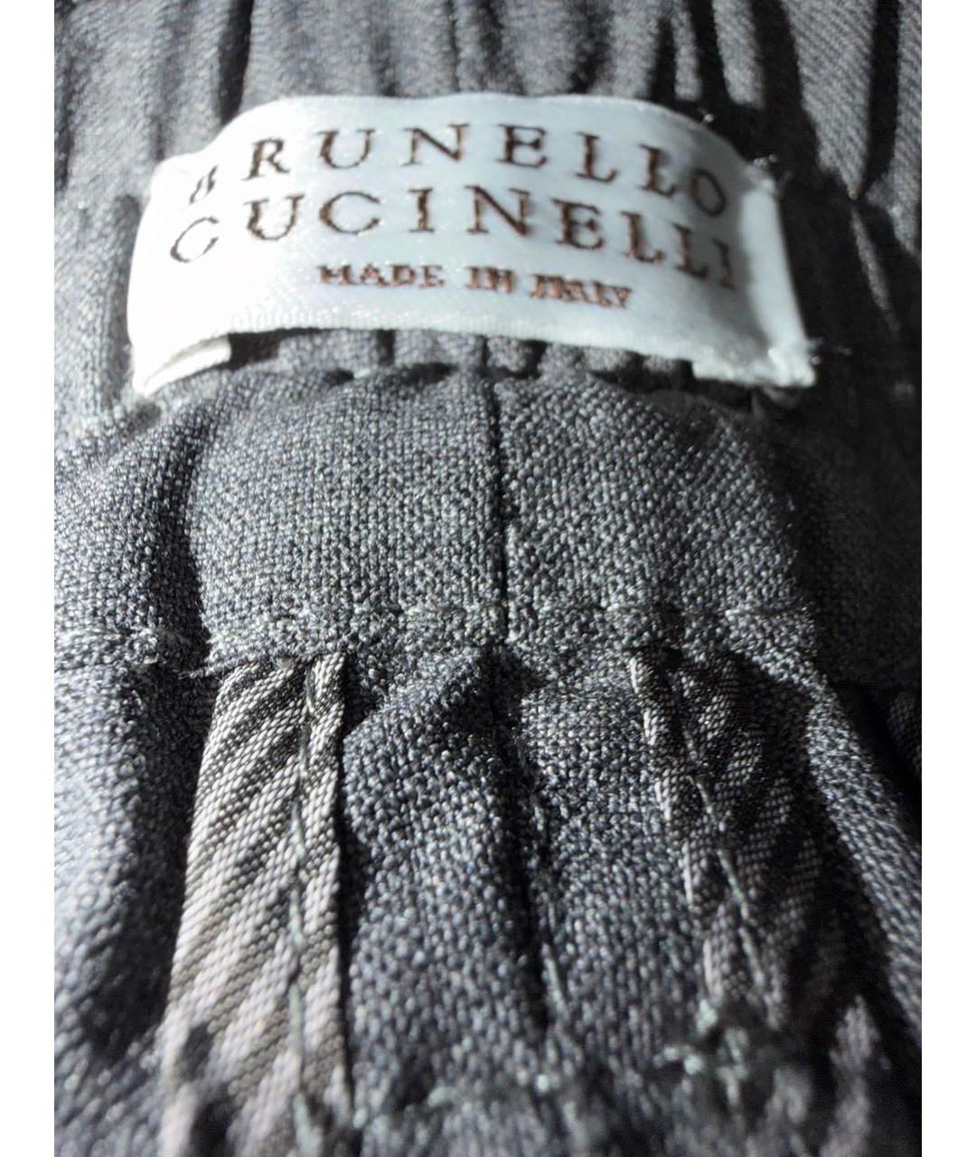 BRUNELLO CUCINELLI Серые шерстяные прямые брюки, фото 3