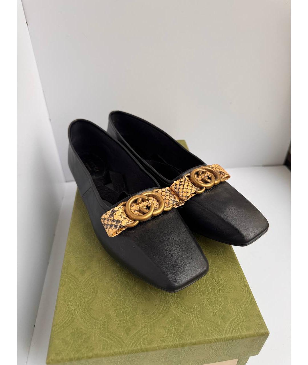 GUCCI Черные кожаные балетки, фото 8