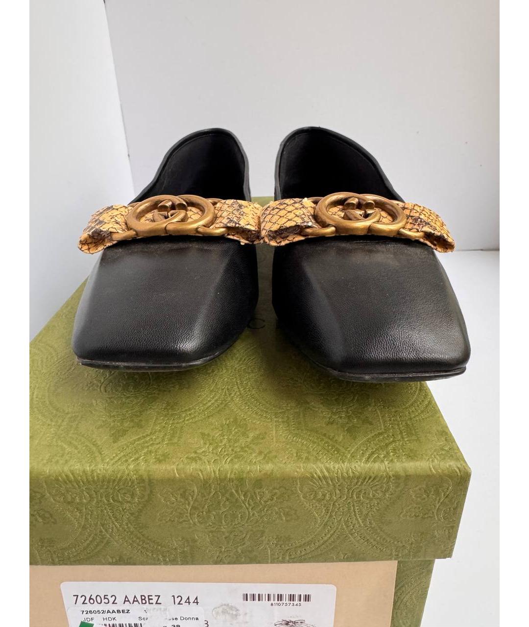 GUCCI Черные кожаные балетки, фото 6