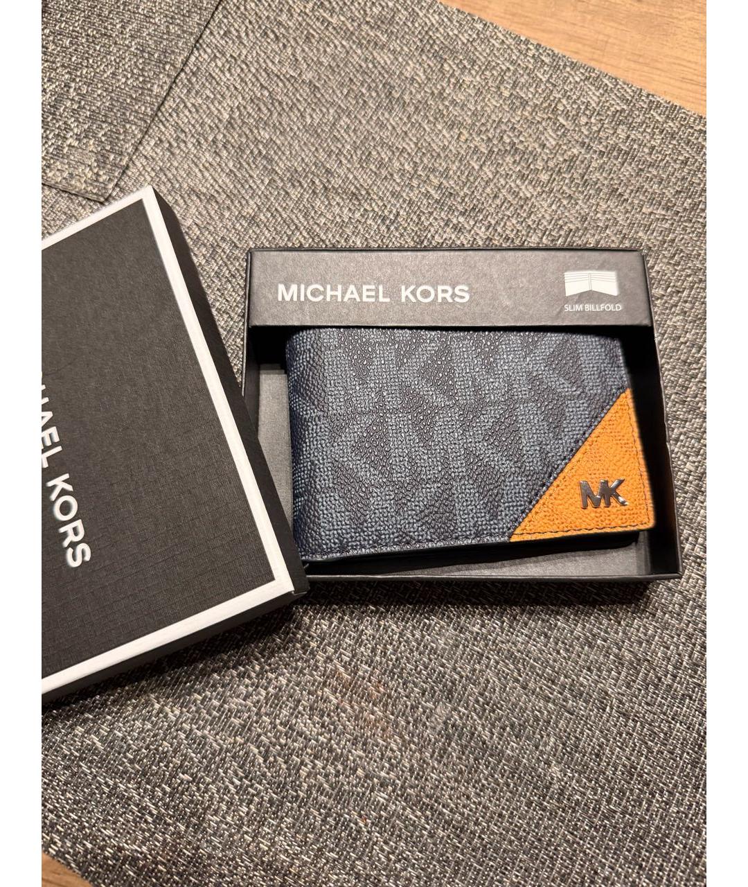 MICHAEL KORS Темно-синий кожаный кошелек, фото 2