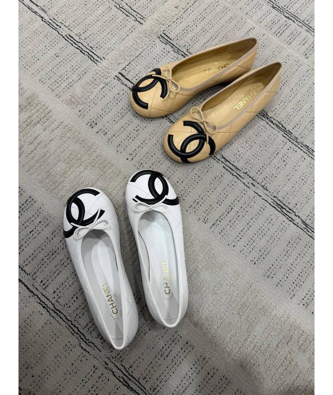 CHANEL Белые кожаные балетки, фото 2