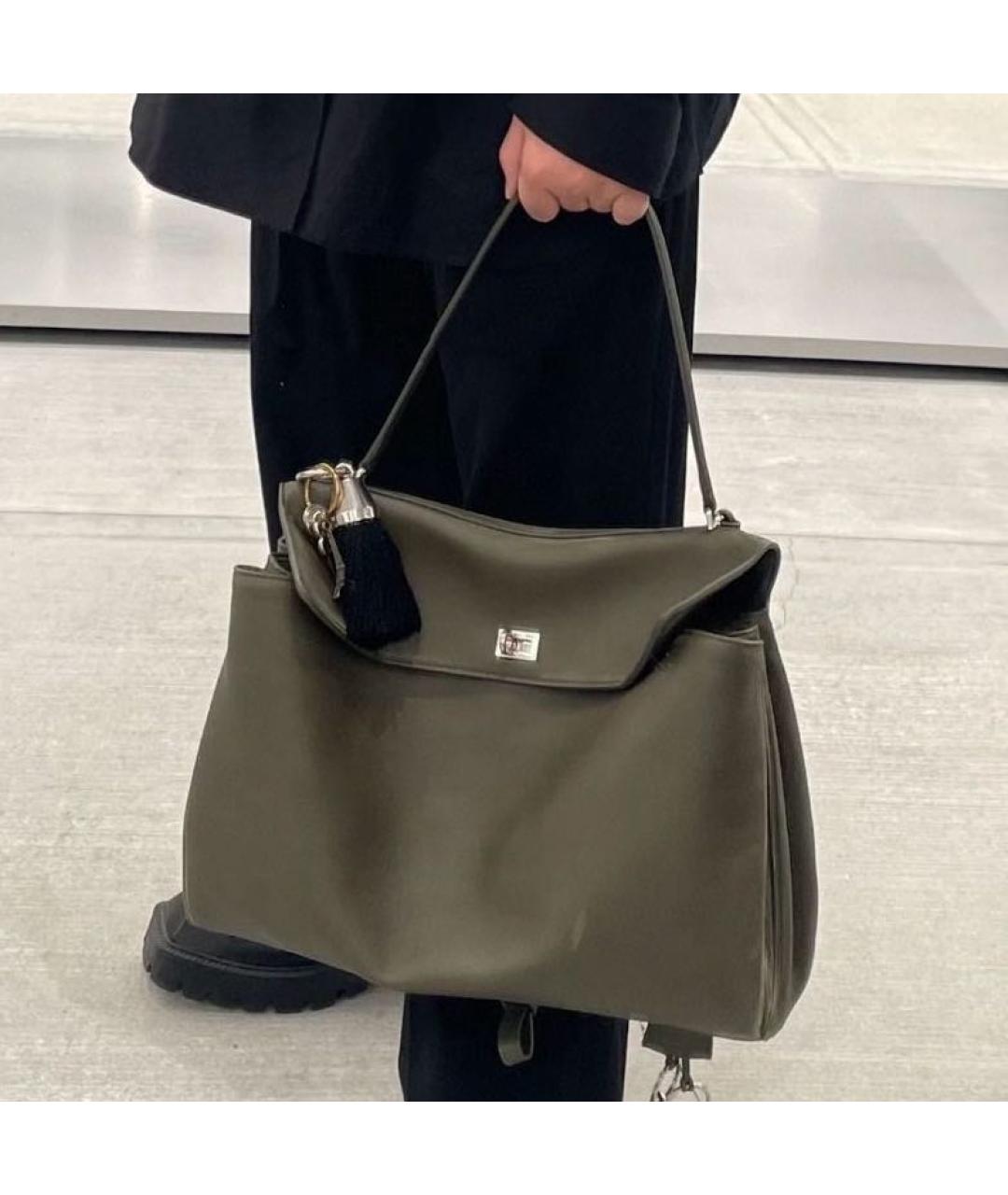 BALENCIAGA Хаки кожаная сумка через плечо, фото 2
