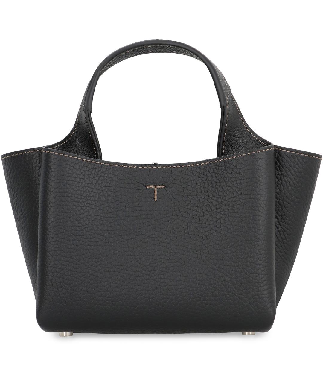 TOD'S Черная кожаная сумка с короткими ручками, фото 3
