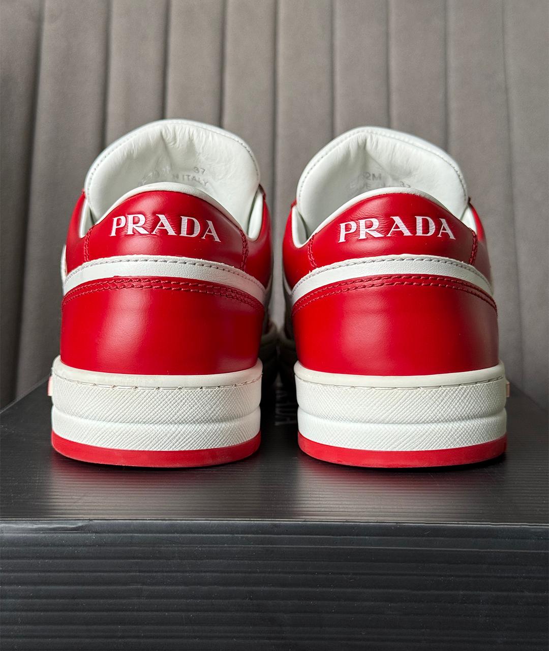 PRADA Красные кожаные кеды, фото 8