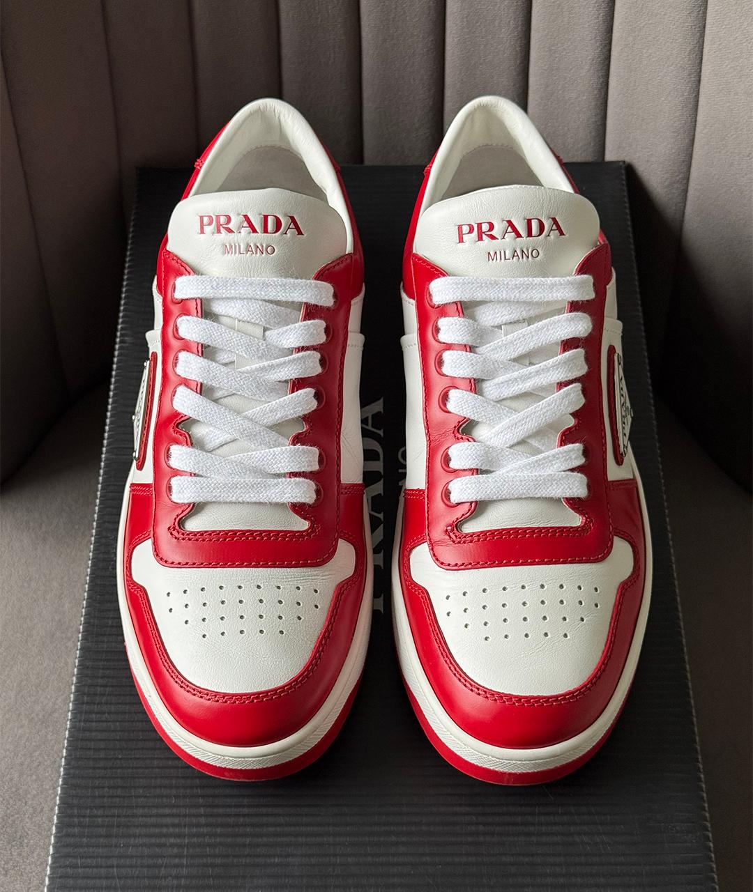 PRADA Красные кожаные кеды, фото 3
