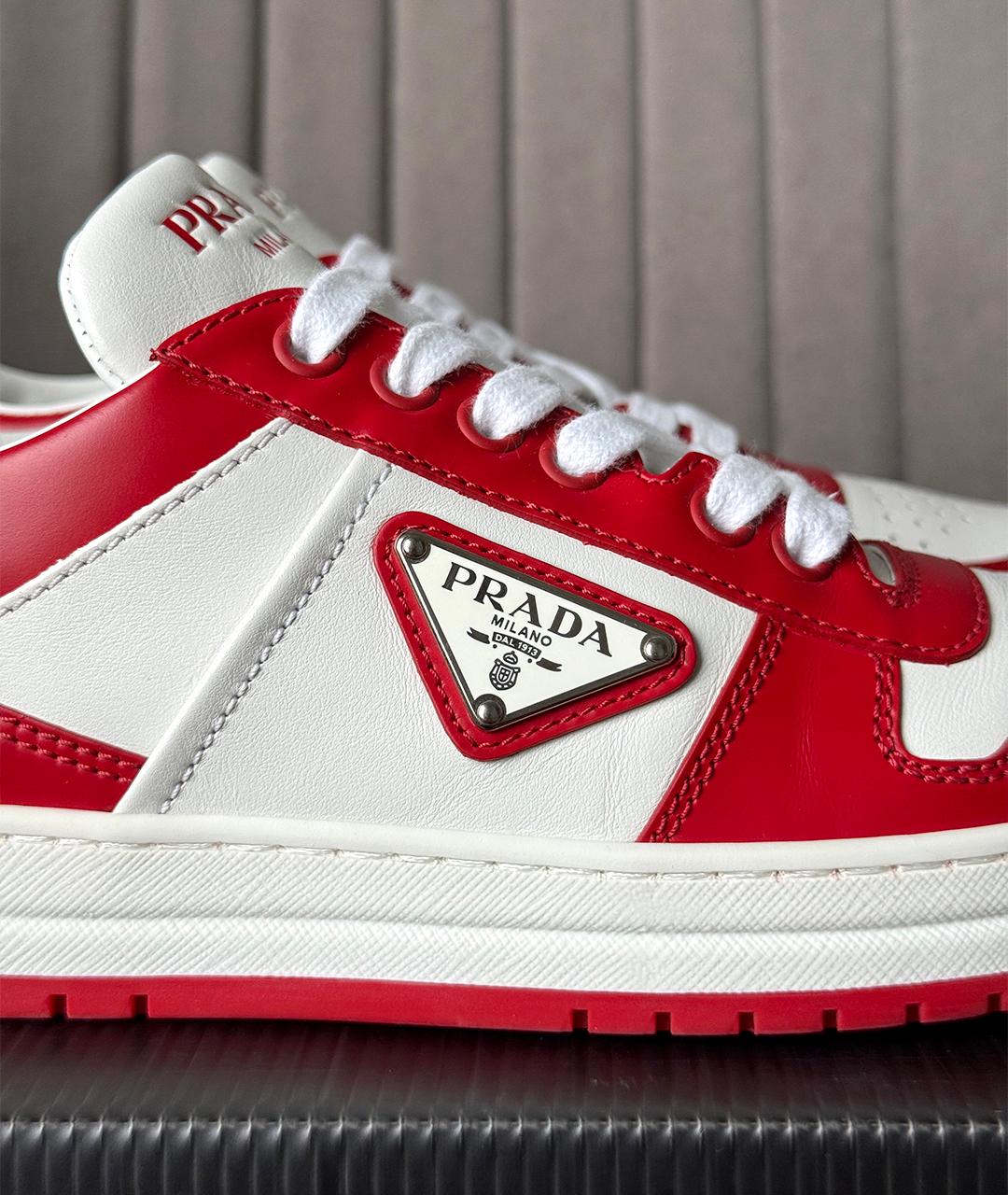 PRADA Красные кожаные кеды, фото 5