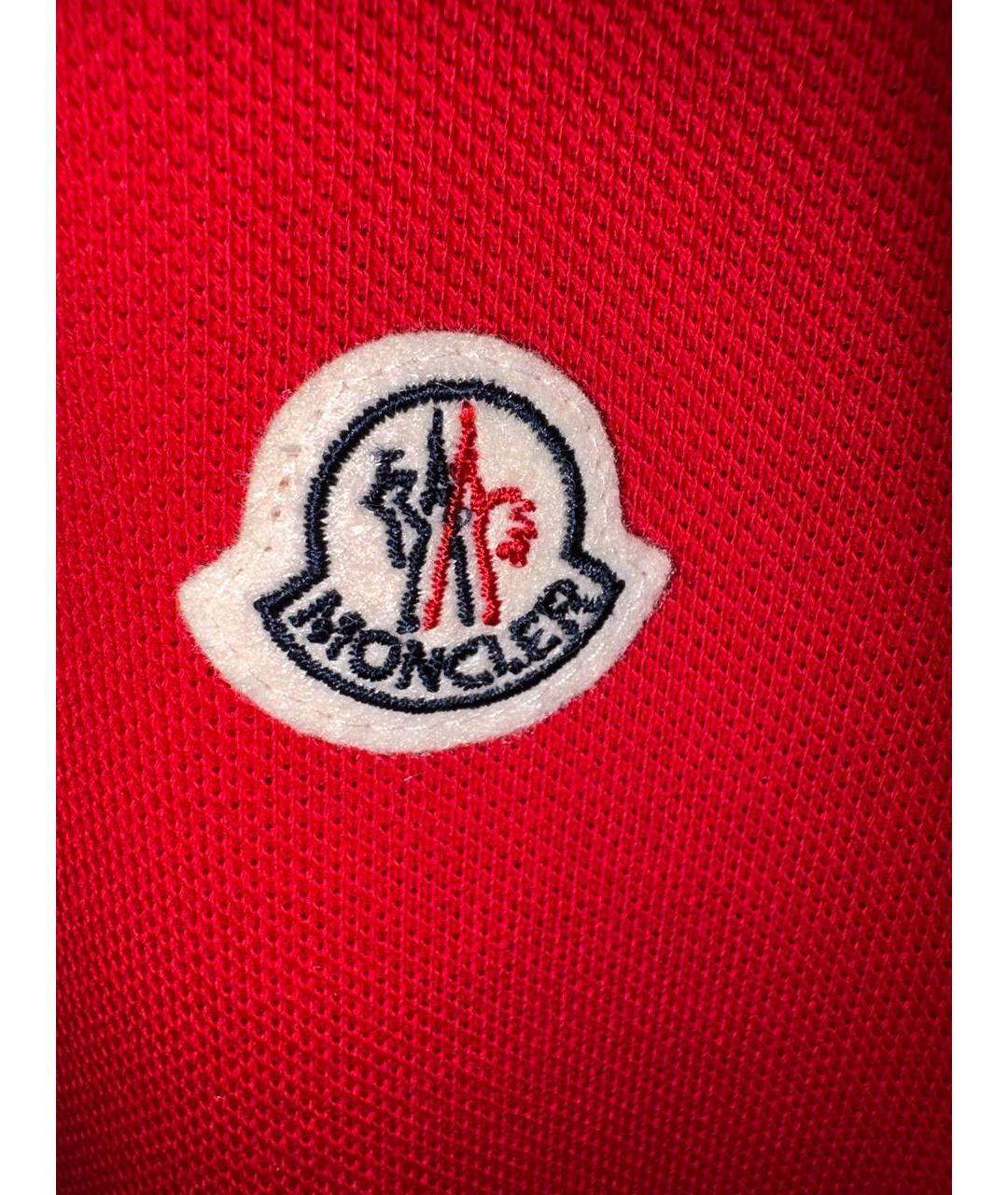 MONCLER Красное хлопковое поло с коротким рукавом, фото 3