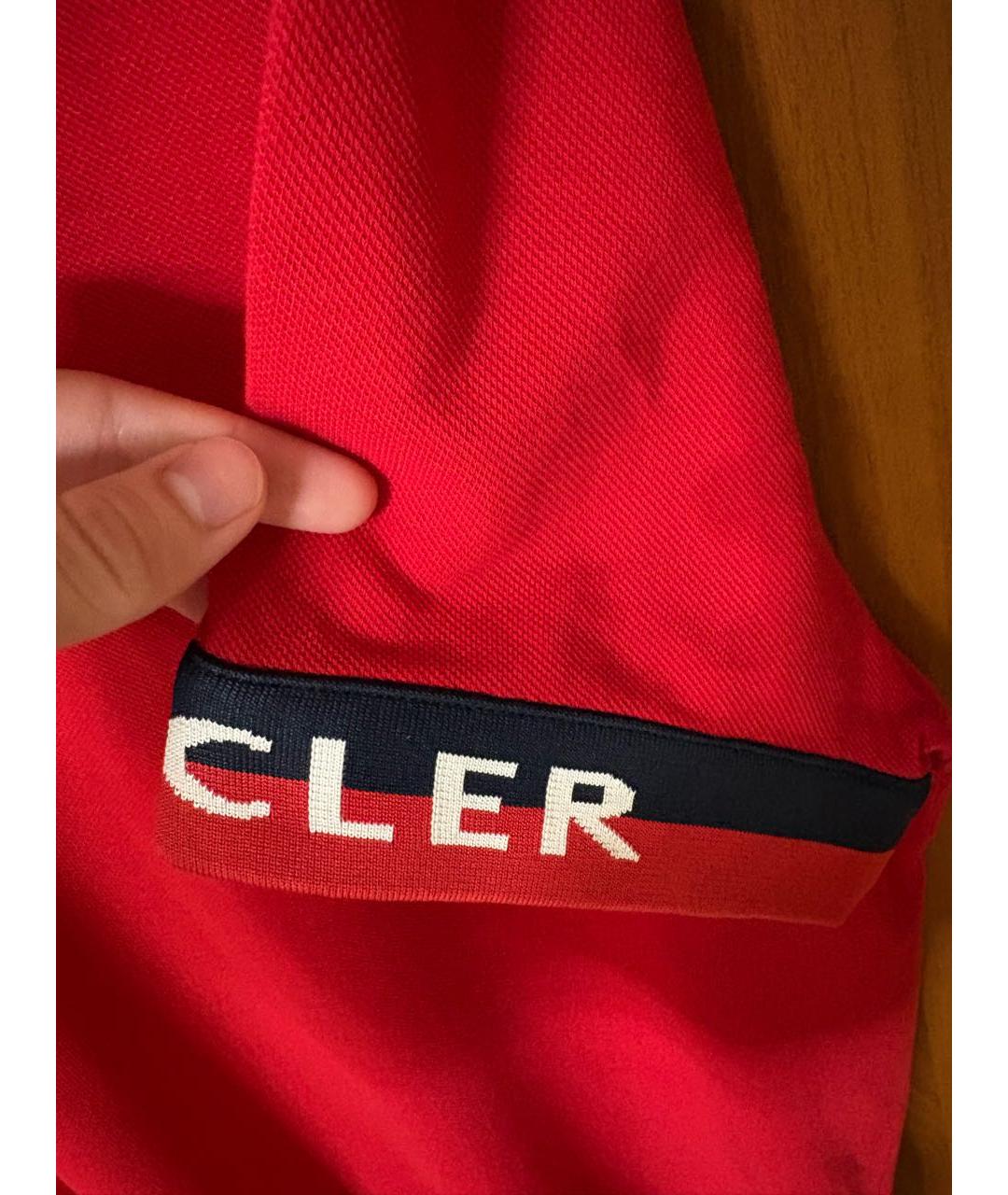 MONCLER Красное хлопковое поло с коротким рукавом, фото 6