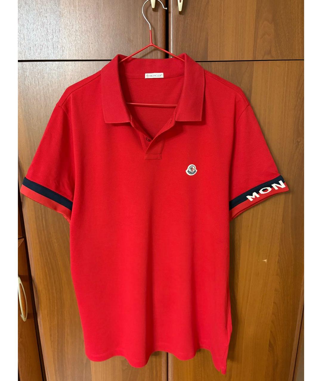 MONCLER Красное хлопковое поло с коротким рукавом, фото 9