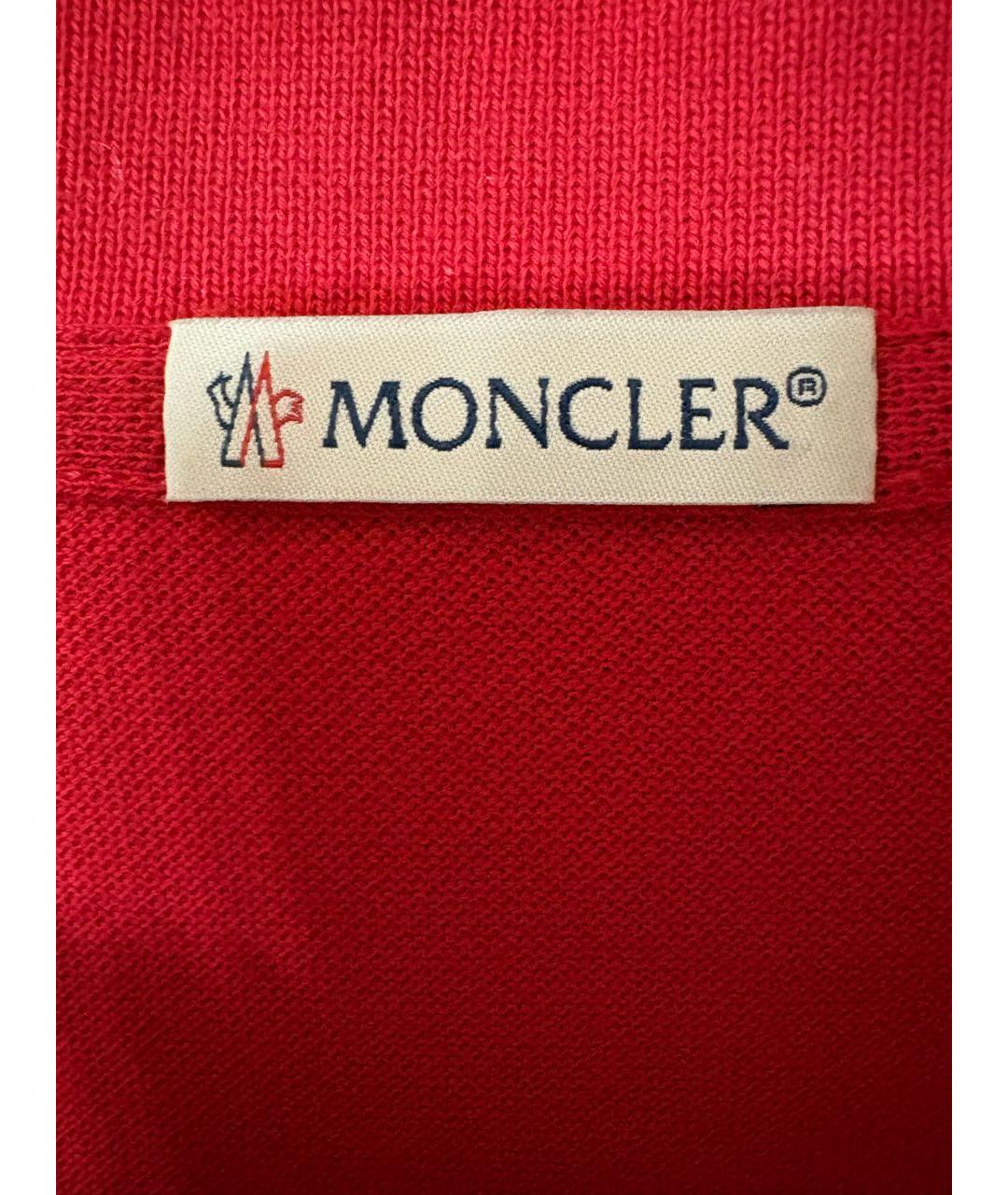 MONCLER Красное хлопковое поло с коротким рукавом, фото 2