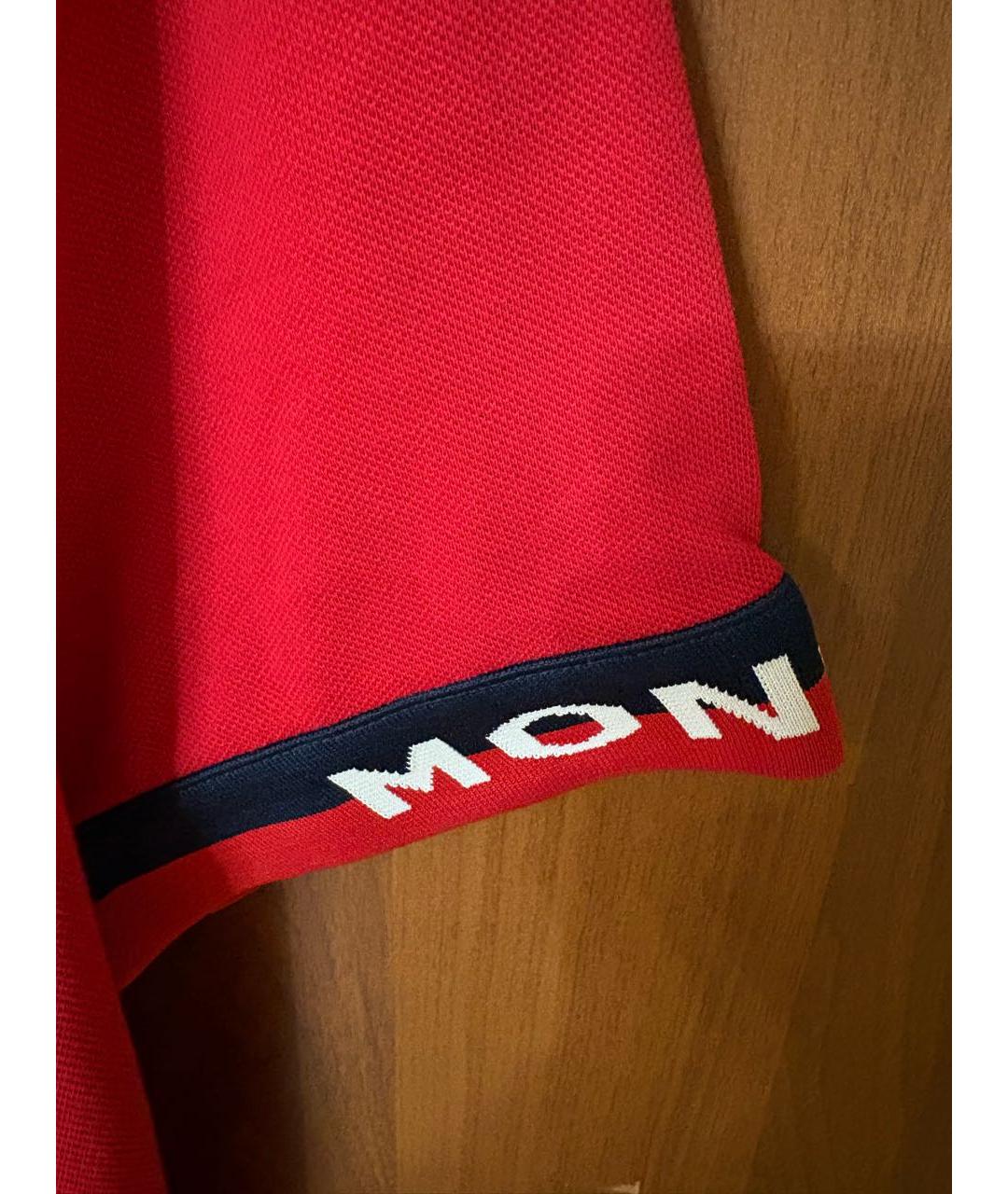 MONCLER Красное хлопковое поло с коротким рукавом, фото 5