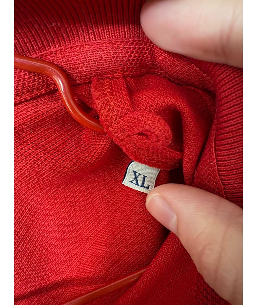 MONCLER Красное хлопковое поло с коротким рукавом, фото 4