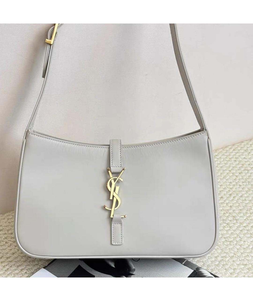 SAINT LAURENT Бежевая кожаная сумка через плечо, фото 2