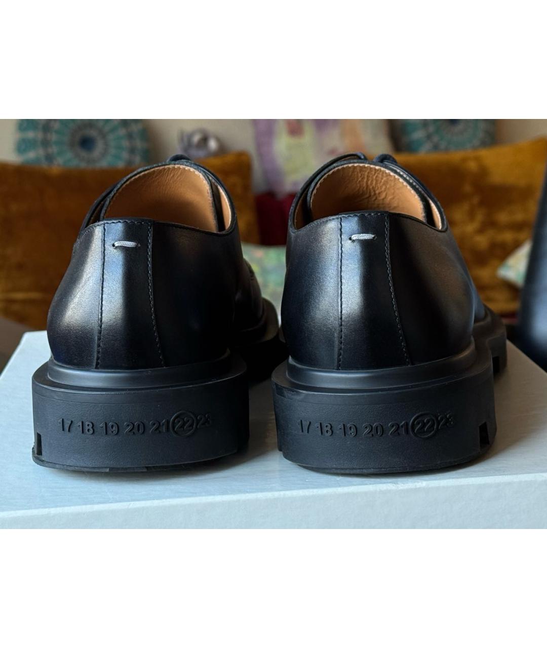 MAISON MARGIELA Черные кожаные низкие ботинки, фото 4