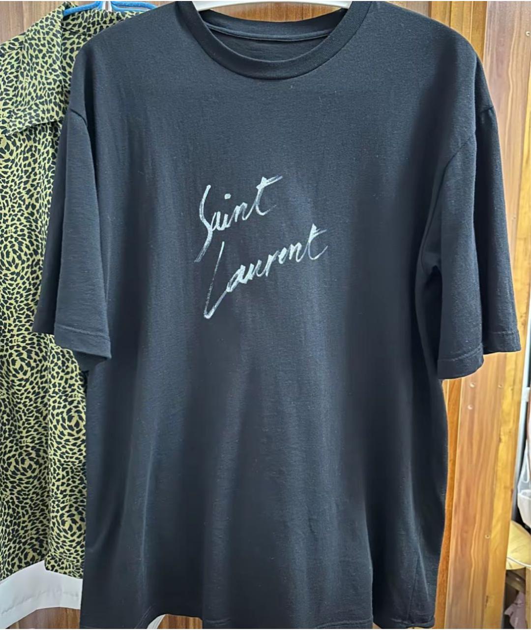 SAINT LAURENT Черная хлопковая футболка, фото 8