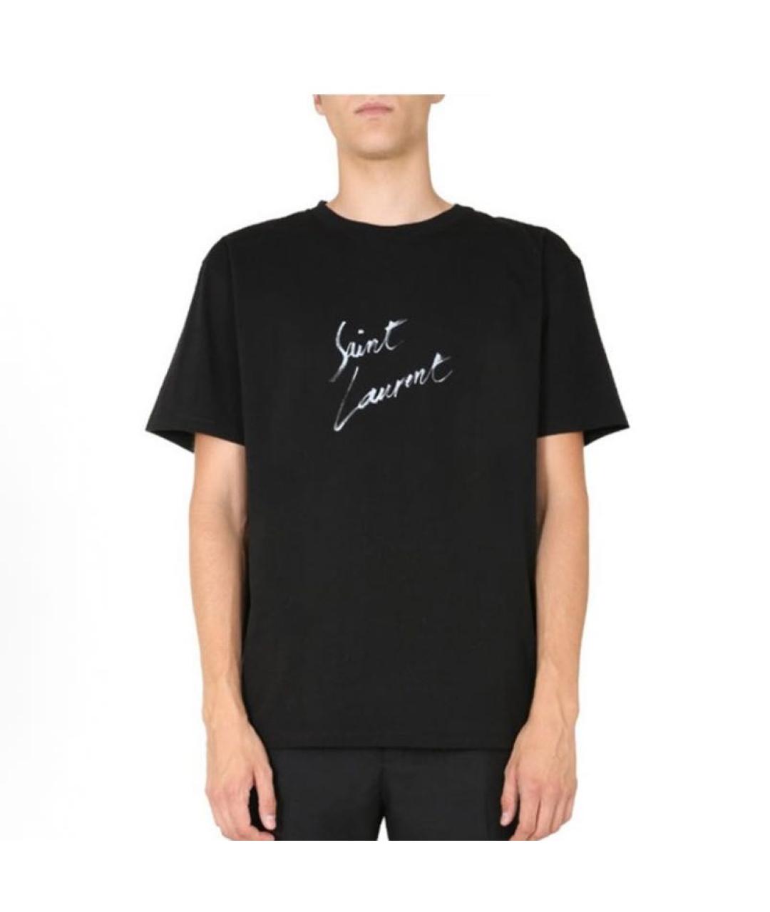 SAINT LAURENT Черная хлопковая футболка, фото 3
