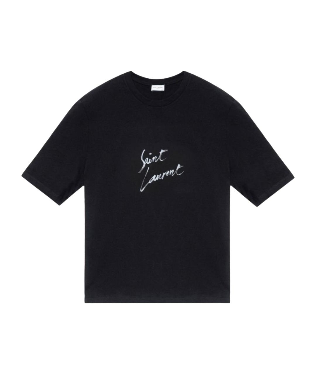 SAINT LAURENT Черная хлопковая футболка, фото 1