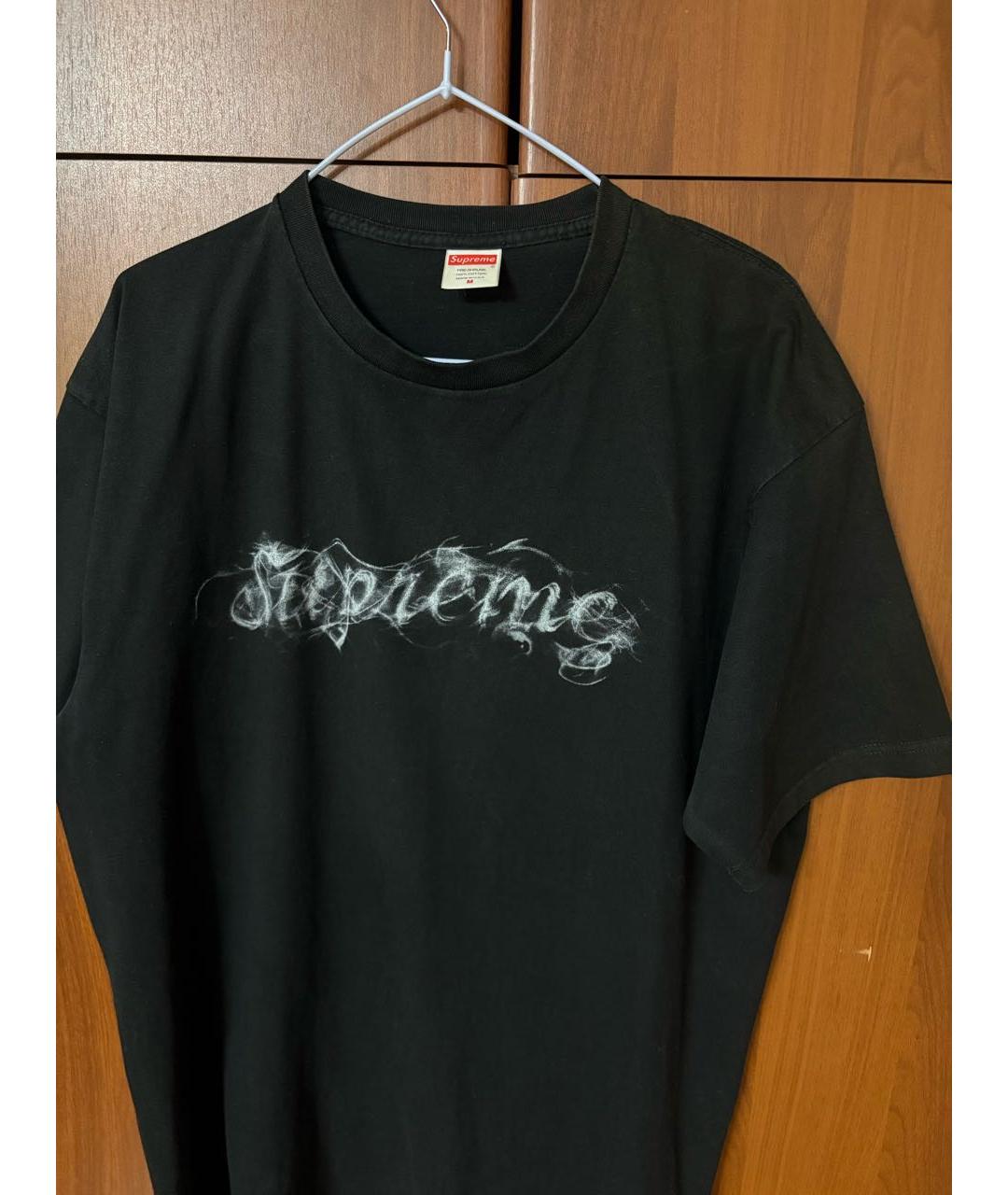 SUPREME Черная хлопковая футболка, фото 2