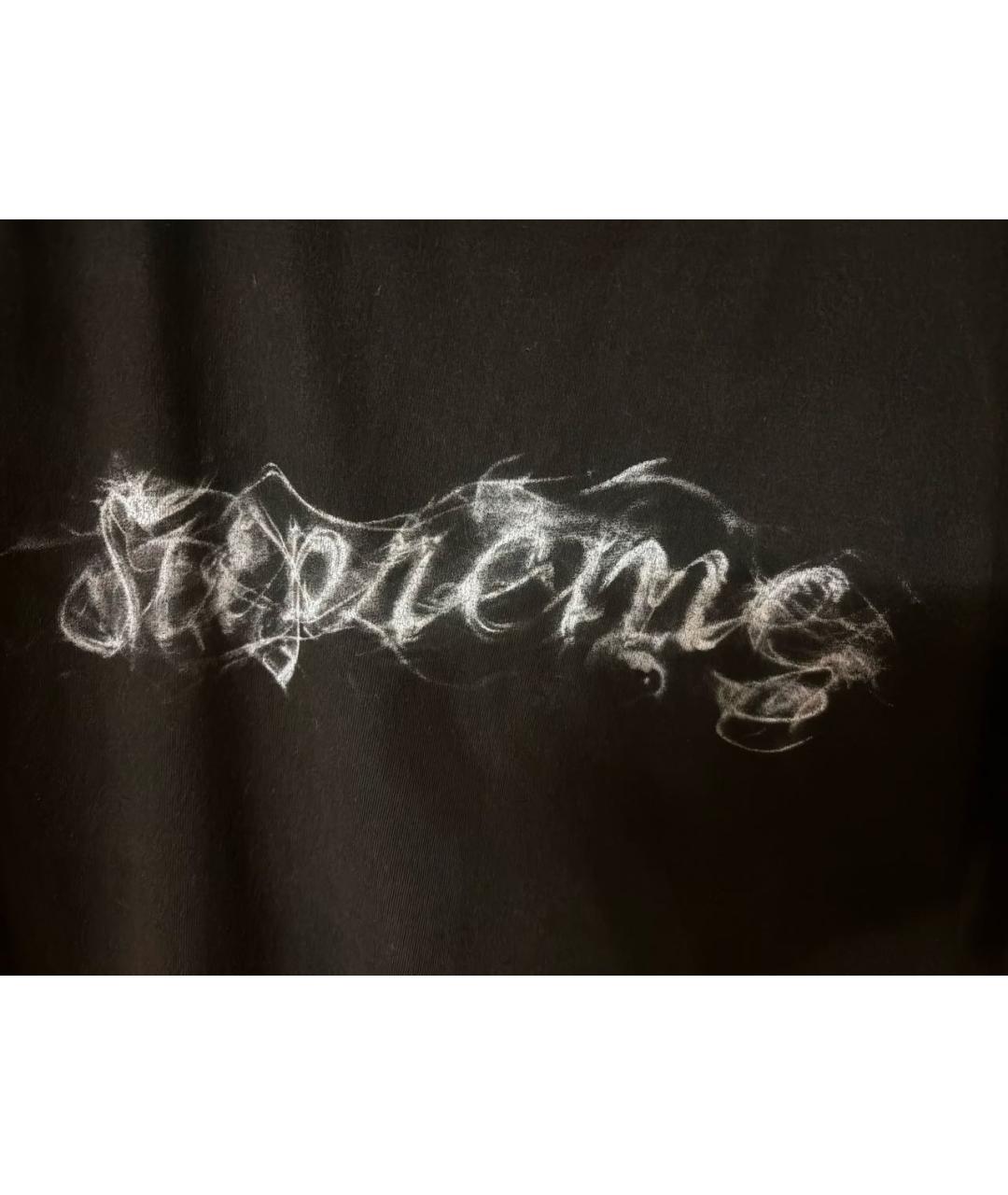 SUPREME Черная хлопковая футболка, фото 3