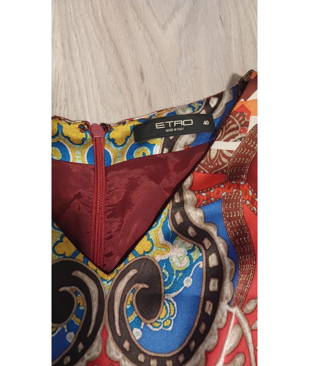 ETRO Красное шелковое повседневное платье, фото 3