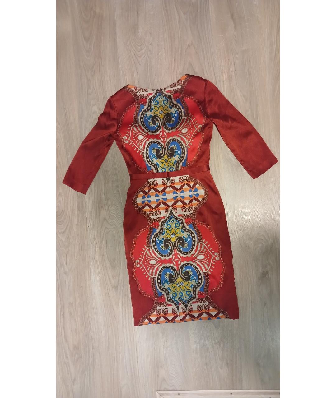 ETRO Красное шелковое повседневное платье, фото 2