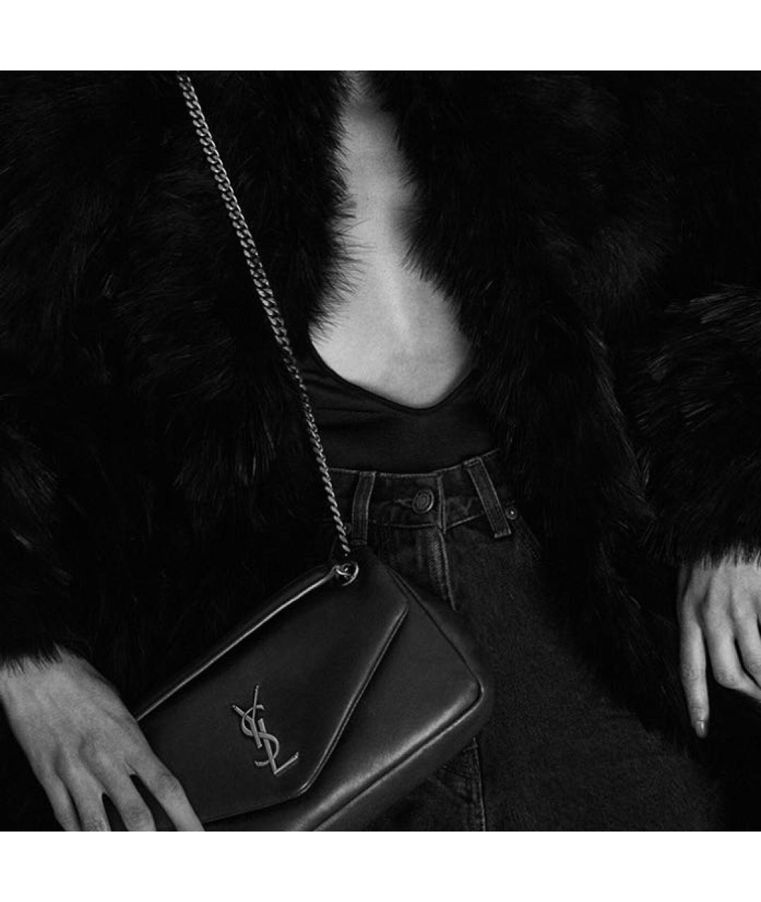 SAINT LAURENT Черная кожаная сумка через плечо, фото 4