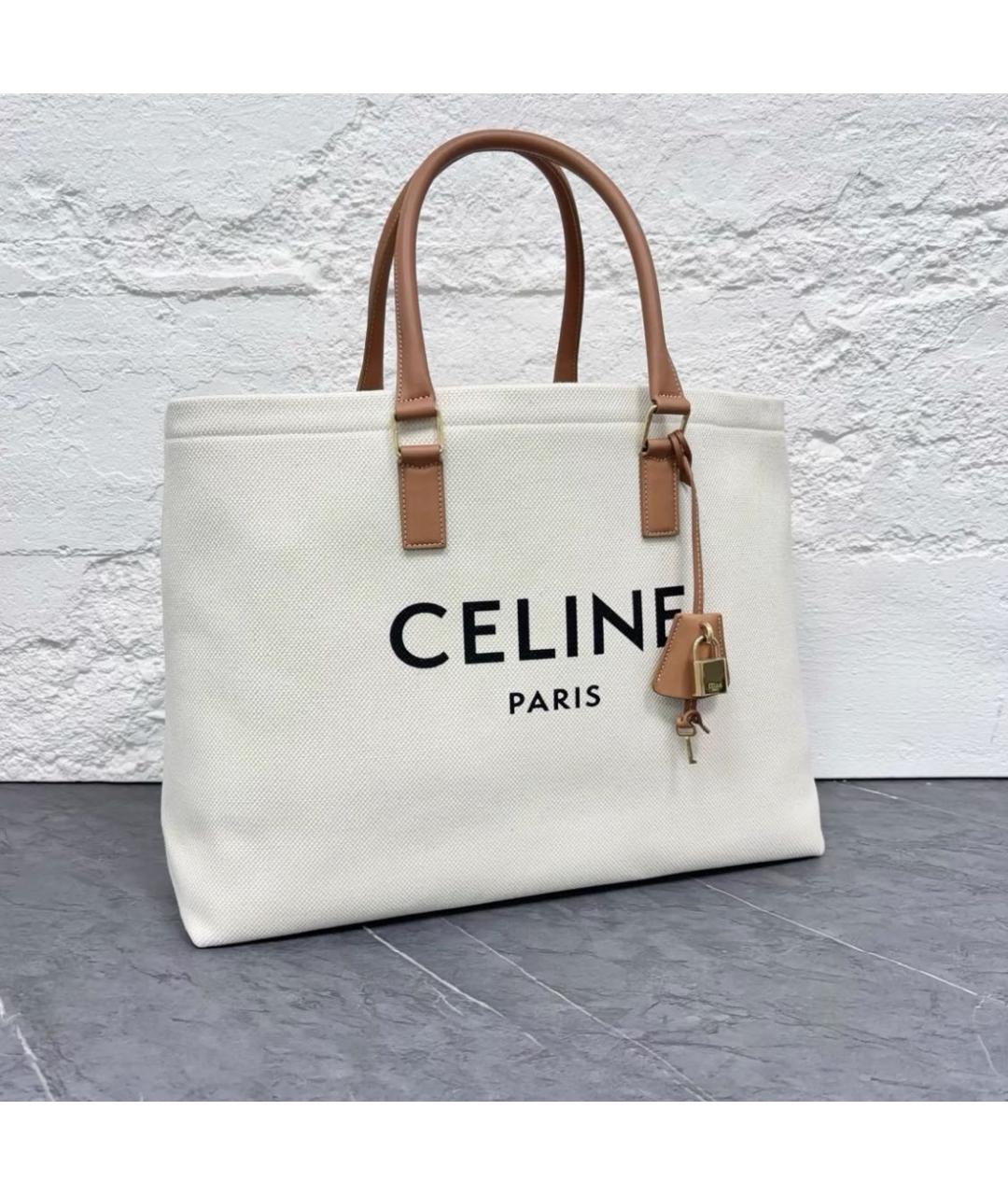 CELINE Бежевая тканевая сумка тоут, фото 3