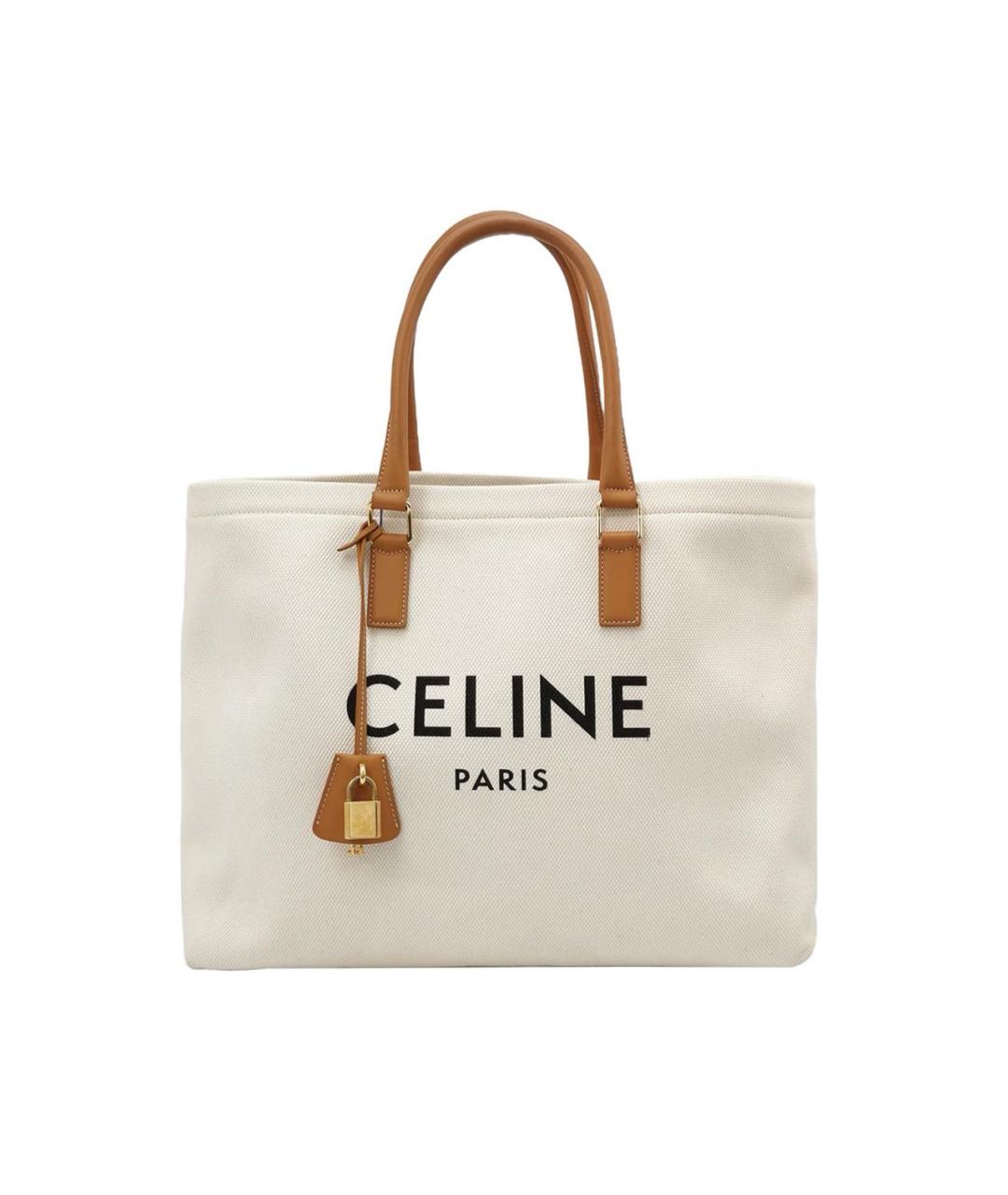 CELINE Бежевая тканевая сумка тоут, фото 6