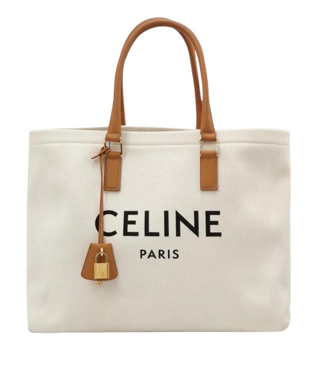 CELINE Бежевая тканевая сумка тоут, фото 1