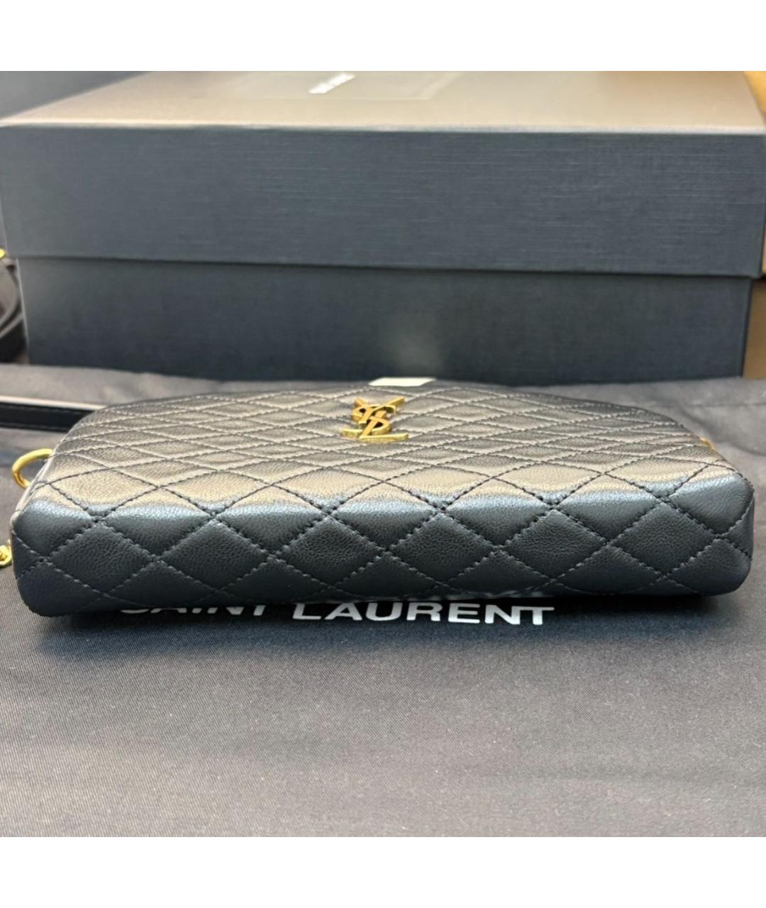 SAINT LAURENT Черная кожаная сумка через плечо, фото 8