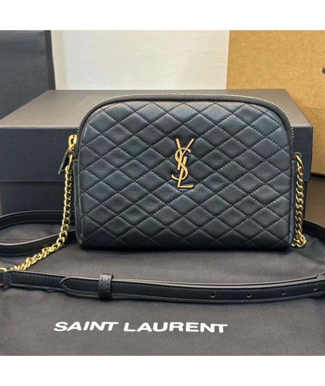 SAINT LAURENT Черная кожаная сумка через плечо, фото 6