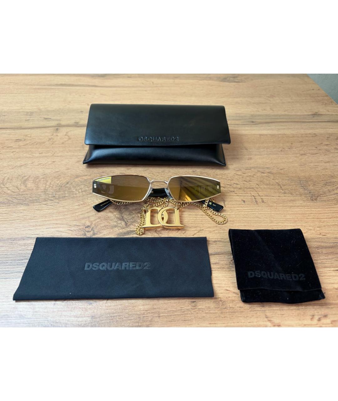 DSQUARED2 Золотые металлические солнцезащитные очки, фото 3