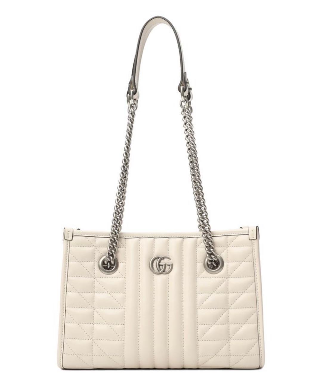 GUCCI Белая кожаная сумка тоут, фото 1