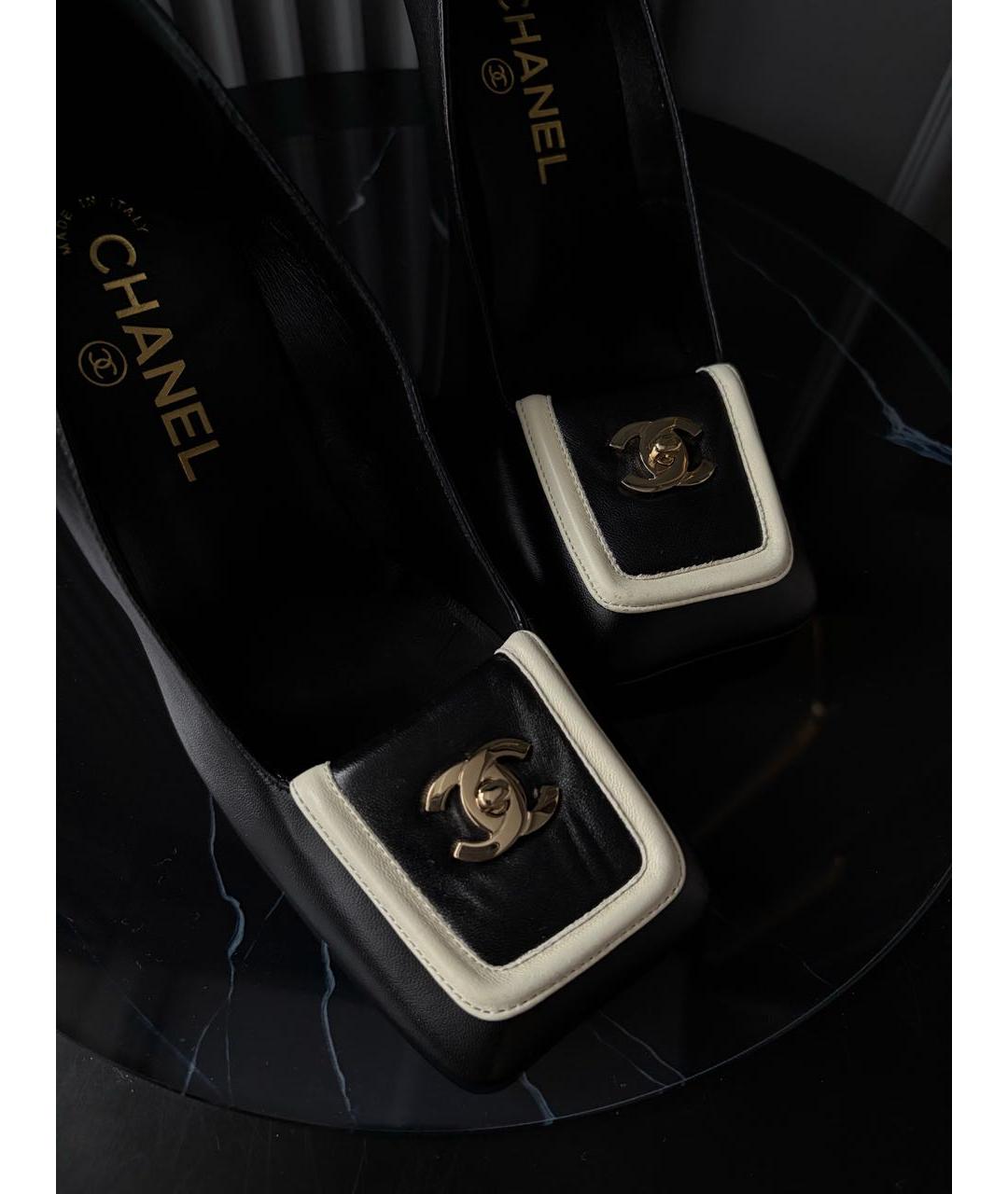 CHANEL Черные кожаные туфли, фото 3
