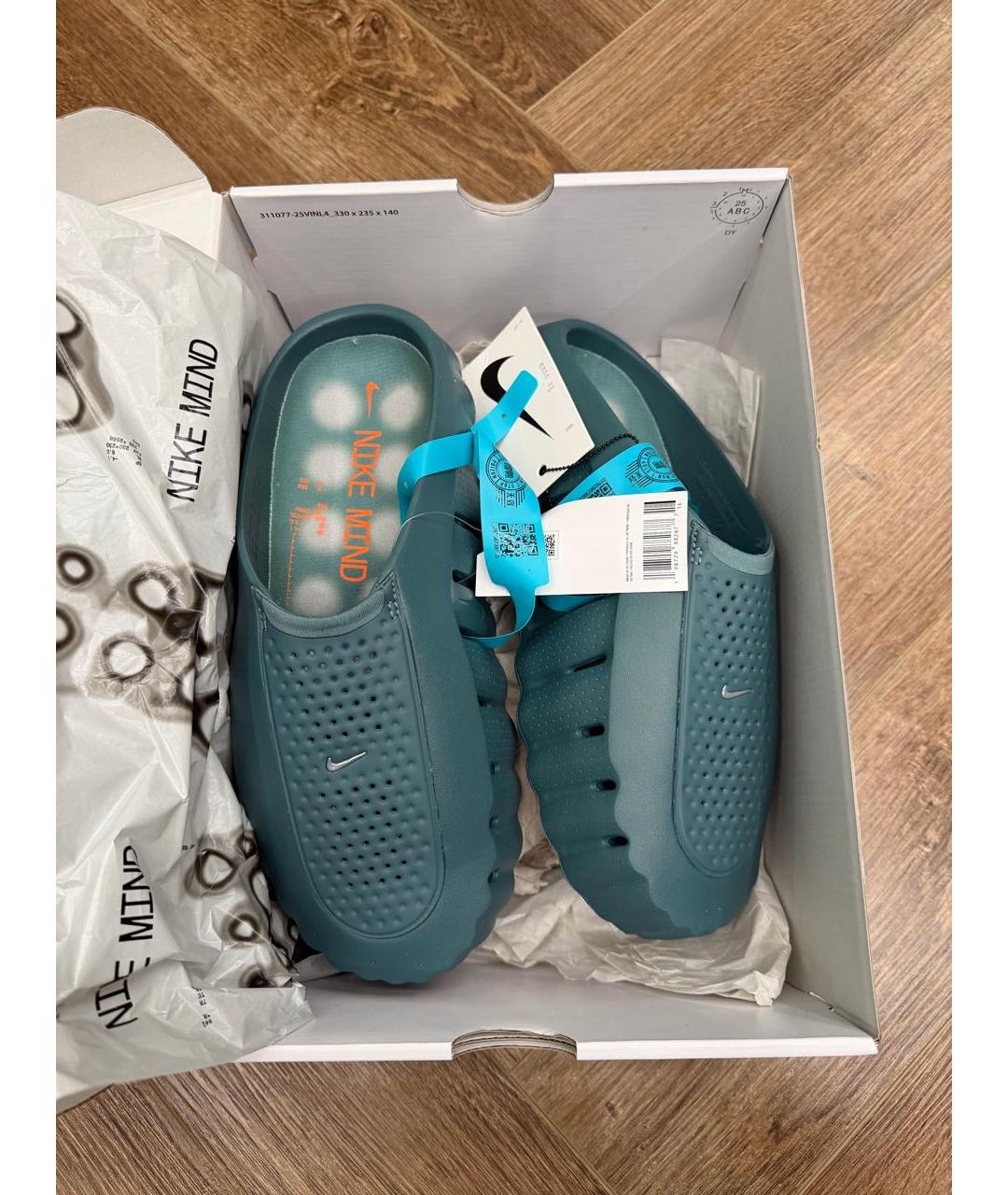 NIKE Зеленые резиновые слипоны, фото 2