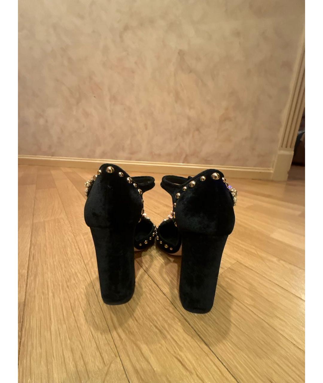 DOLCE&GABBANA Черные замшевые босоножки, фото 4