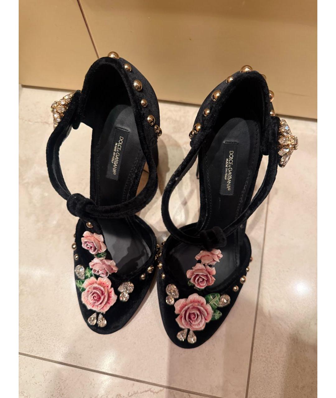 DOLCE&GABBANA Черные замшевые босоножки, фото 2