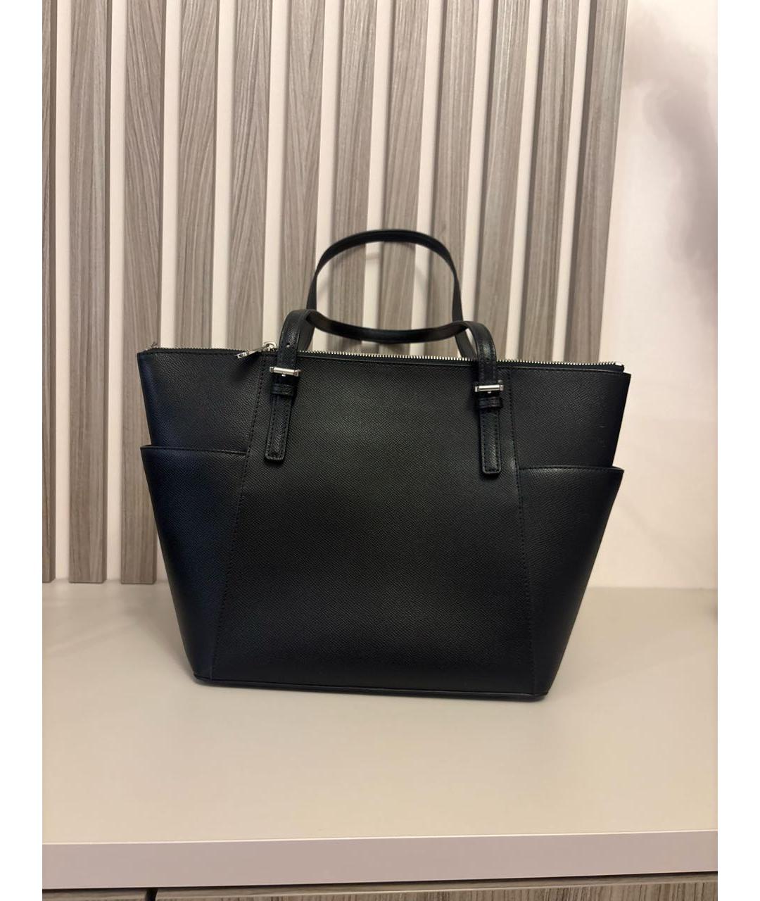 MICHAEL KORS Черная кожаная сумка тоут, фото 3