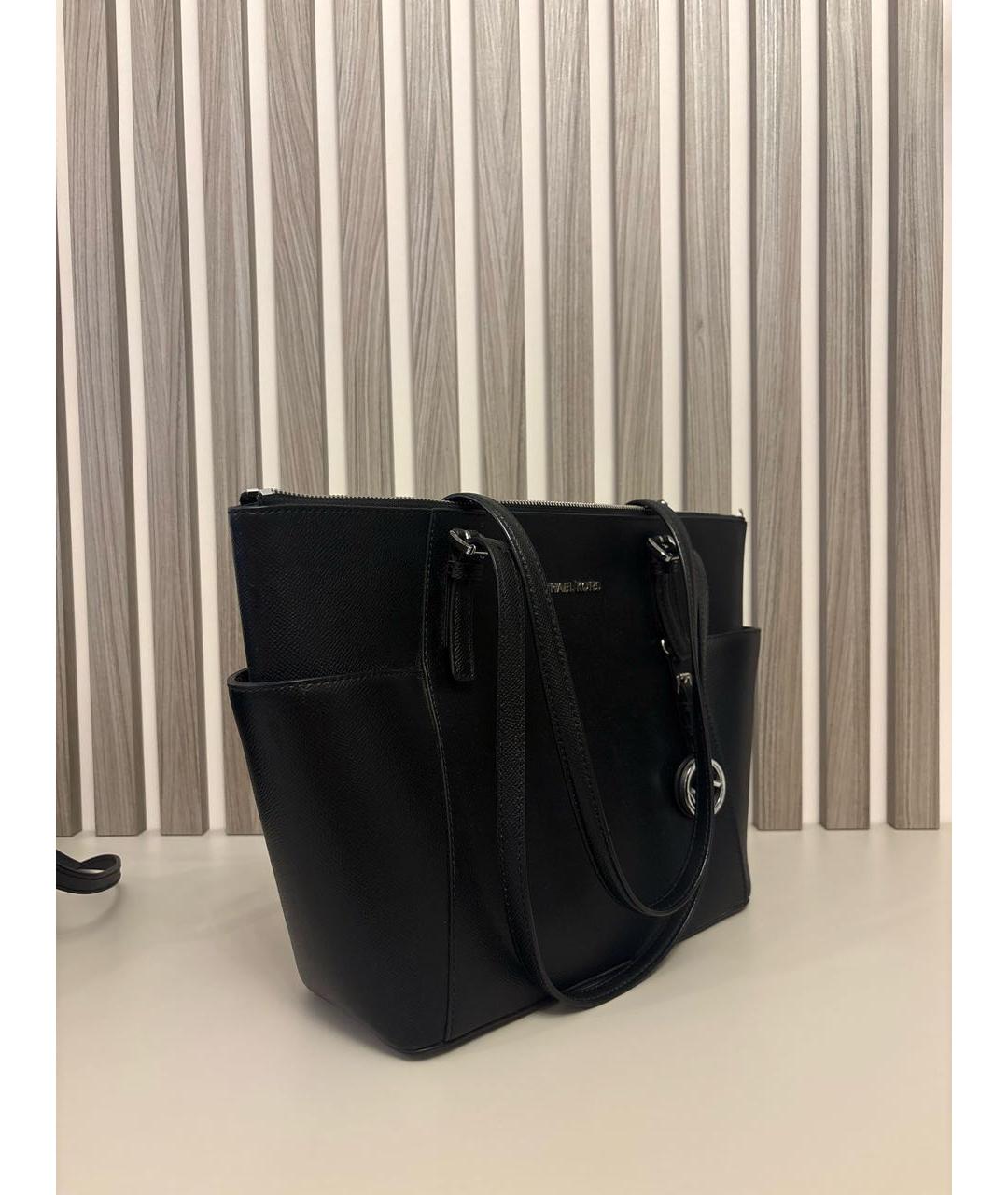 MICHAEL KORS Черная кожаная сумка тоут, фото 2